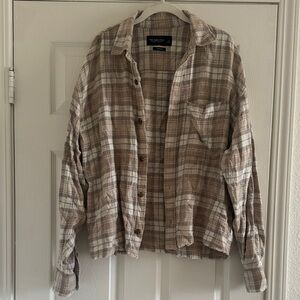 Abercrombie & Fitch Men’s Beige Plaid Flannel